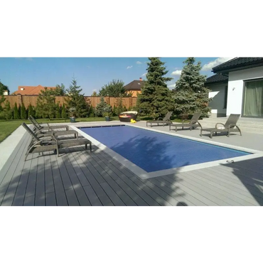 Blå poolöverdrag i Vit plastpoolstege Natura Napoli paket