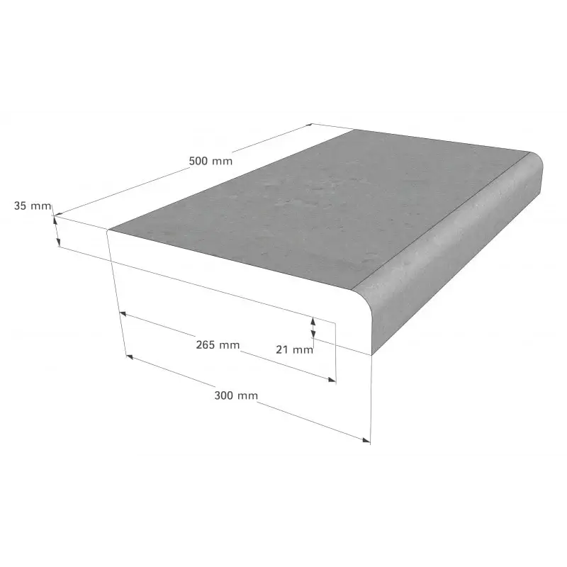 Grå betongbänkskiva med rundade kanter för Rustica Athen paket