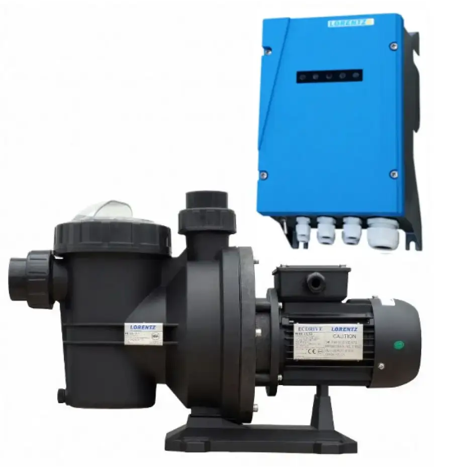 Lorentz solcellspumppaket PS2-600 svart poolpump med blå kontrollpanel