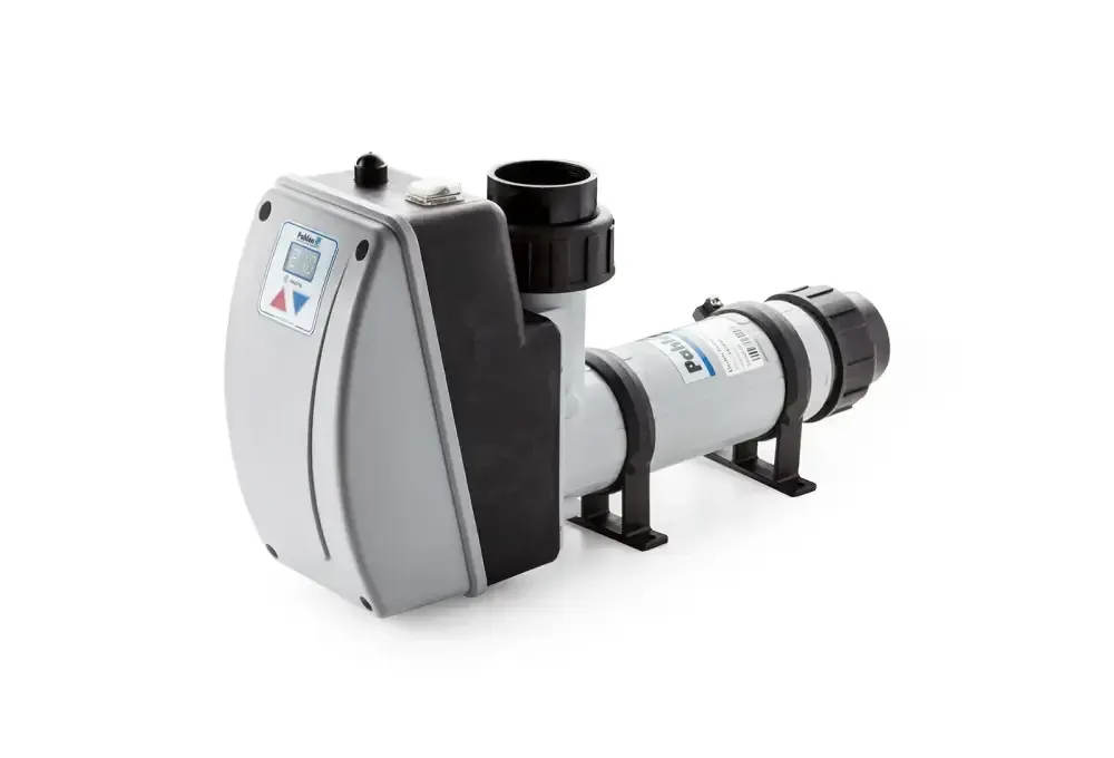 Gråsvart elektrisk värmare 3-15kw för pool med digital kontrollpanel