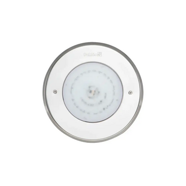 Cirkulär infälld LED-armatur i rostfritt syrafast stål med Pahlen-logo