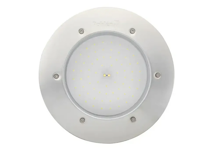 Vit LED-poolbelysning i rostfritt syrafast stål med gula LED:er