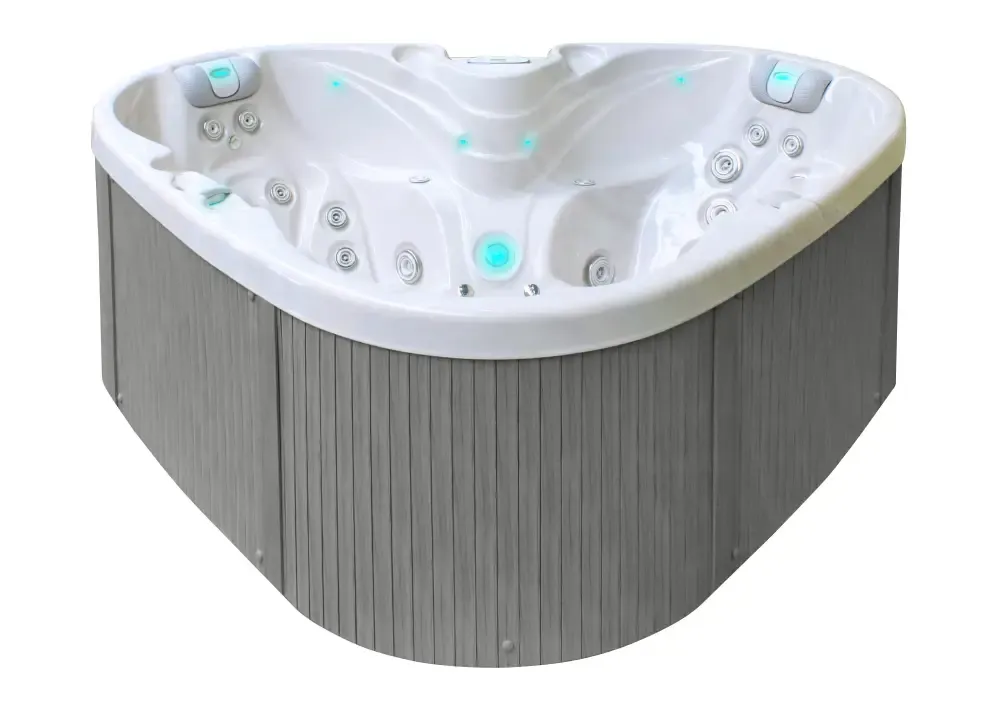 PassionSpa Heart Whirlpool – weiß und grau, Eckdesign, blaue LED-Beleuchtung PassionSpa Heart Whirlpool – weiß und grau, Eckdesign, blaue LED-Beleuchtung