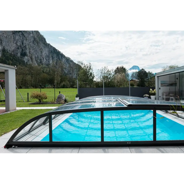 Pooltak Dallas 4×8: ihopsatt glasöverdrag för blå pool