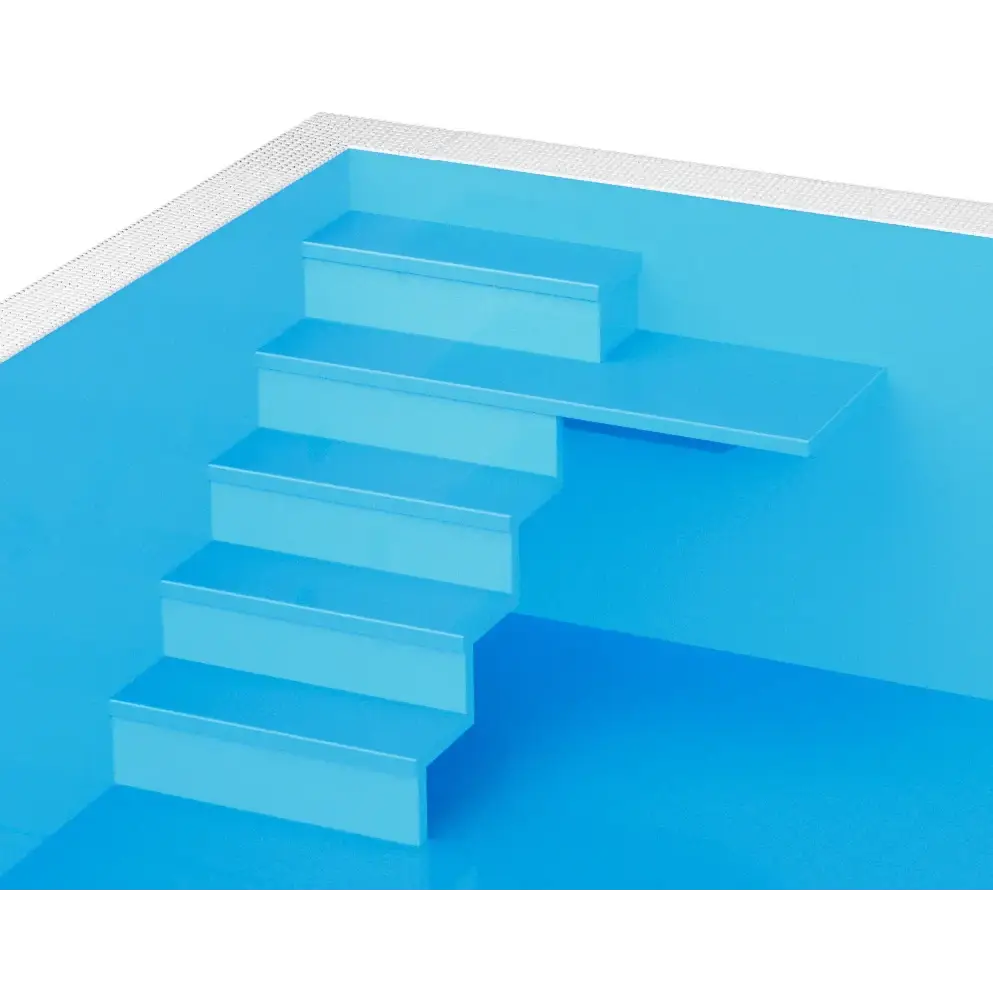 Blå pooltrappa i Thermopp poolpaket Qbig med slät, glansig yta