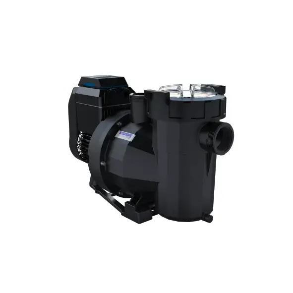 AstralPool Victoria Plus tyst cirkulationspump i svart plast med klar lock och blå accenter