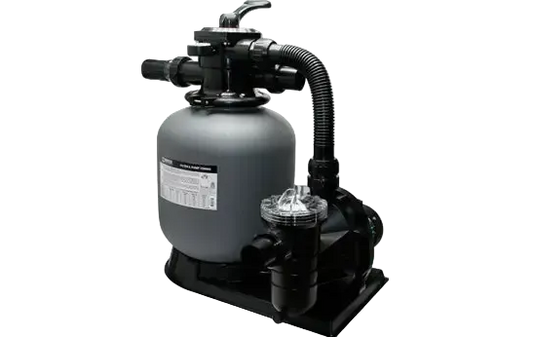 Brilix FSP350 Sandfilter-Pumpen-Kombination – graue zylindrische Form, schwarze Basis