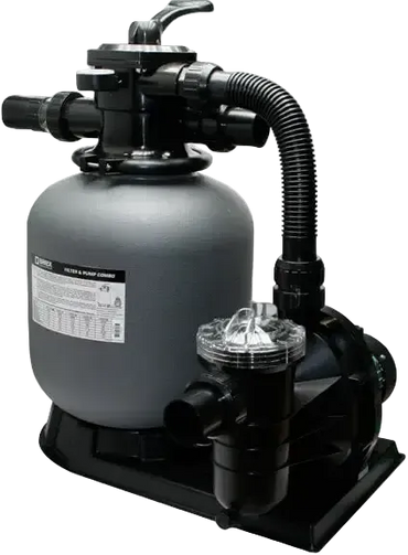 Brilix FSP350 Sandfilter-Pumpen-Kombination – schwarze Basis, Sandfilter, Schläuche, zylindrische Form