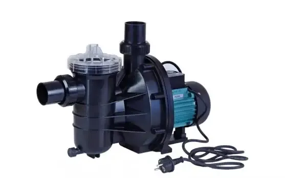 Brilix FXP cirkulationspump 15m3 för pool med svart pump, turkos motor och klar lock