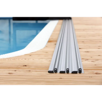 Silvriga dubbla skenor för pooltak Klasik med svarta ändkåpor