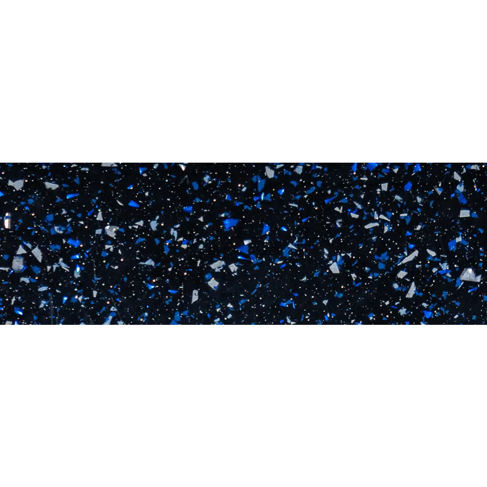 Mörkblå terrazzo med blå och vita glasbitar i glasfiberpool Aruba