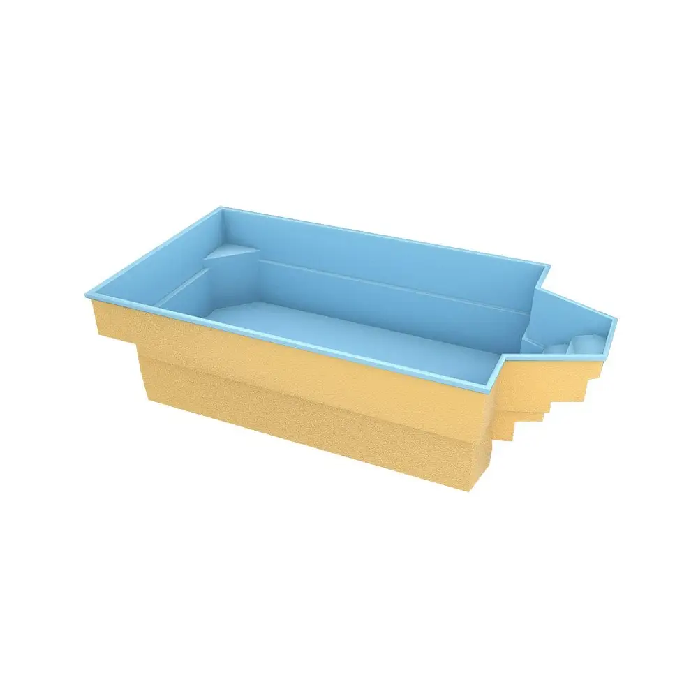 Glasfiberpool Grenada med intressant form, bekväma sittplatser och tvåtonad design