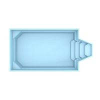 Ljusblå rektangulär medelstor glasfiberpool Grenada med vit ram och trappad entré