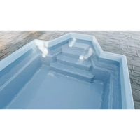 Ljusblå Medelstor glasfiberpool Grenada med integrerade steg