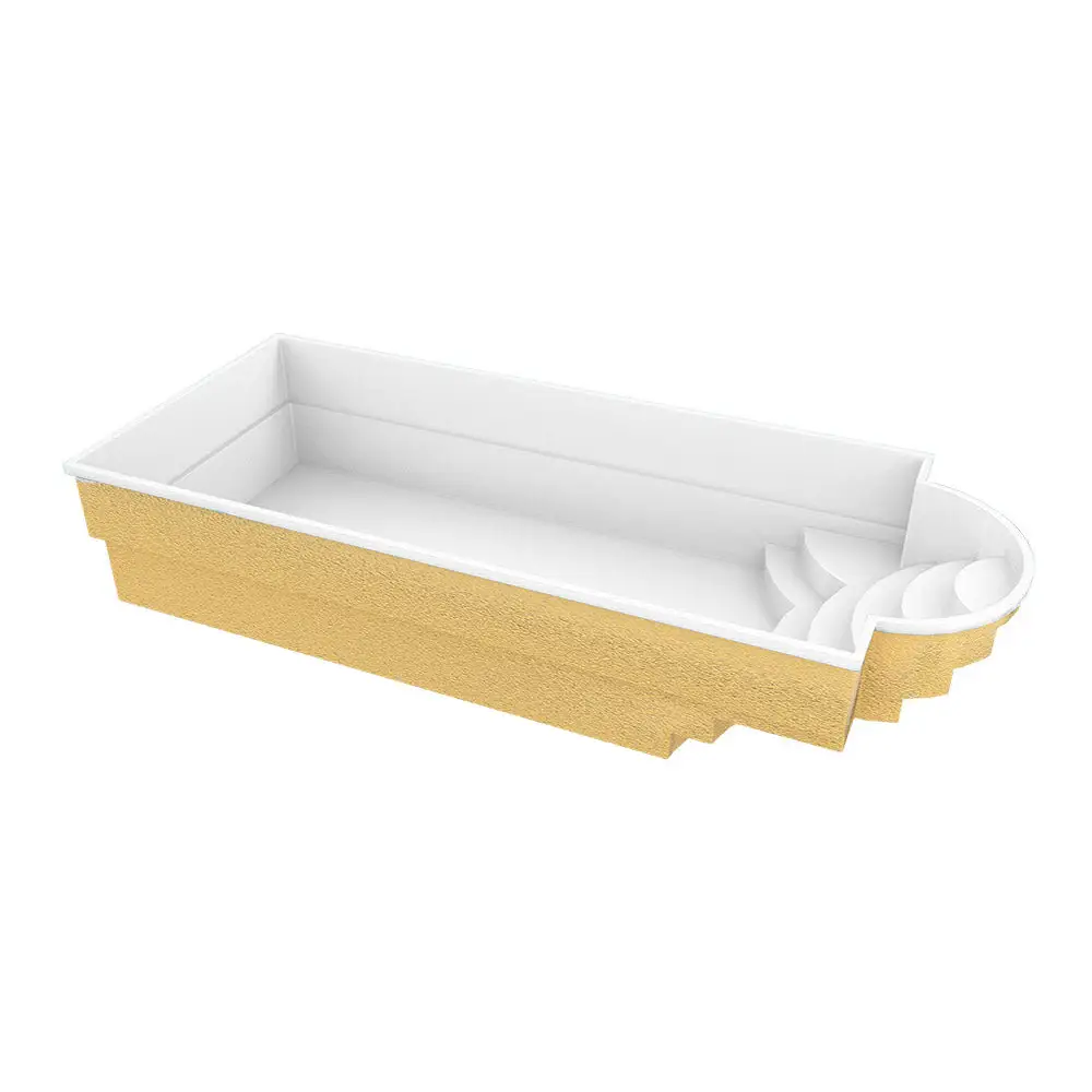 Gul glasfiberpool Haiti med avrundad trappa för trädgårdspool