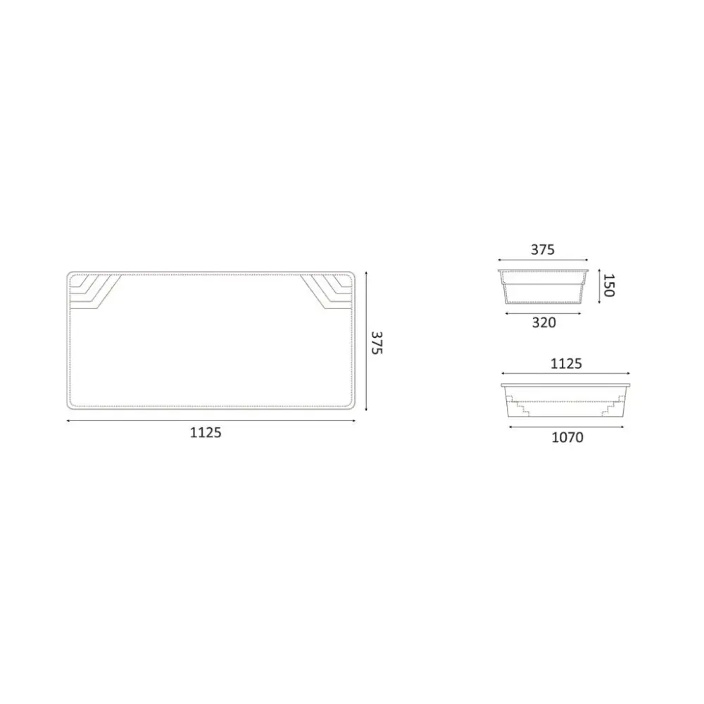 Rektangulär planter med geometriskt mönster, 1125mm x 375mm, för glasfiberpool Jamaika 25x3 75x1 50m