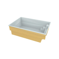 Gul glasfiberpool Mini Victoria 4,20m x 2,70m med vita steg