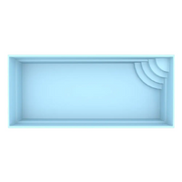 Ljusblå glasfiberpool Papeete med kurvad panel och klart vatten