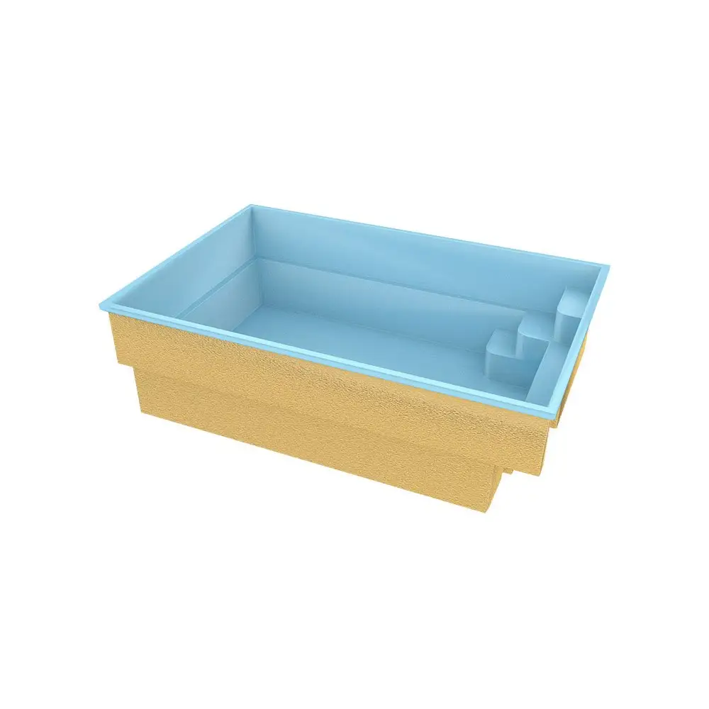 Glasfiberpool Victoria med bekväm sittplats och turkost vatten