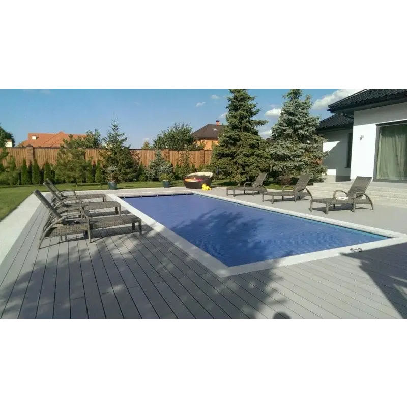 Blå poolöverdrag i Vit plastpoolstege Natura Napoli paket