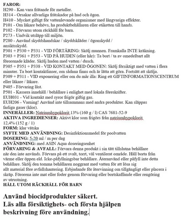 Aseko Pool Spa Flüssigchlor, 20 l, mit 13 % Natriumhypochlorit