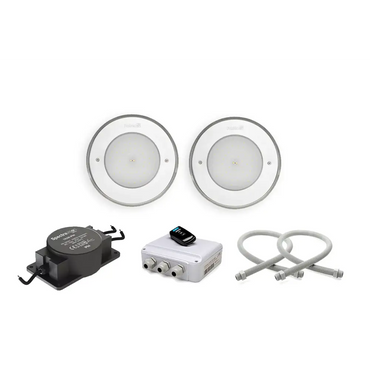 Varje paket innehåller fyra infällda LED-lampor med metallramar