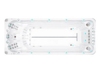 PassionSpa Activity 2 Deep Swim-Spa – weiße Ausführung, rechteckige Form, türkisfarbene Akzente, silberfarbene Massagedüsen