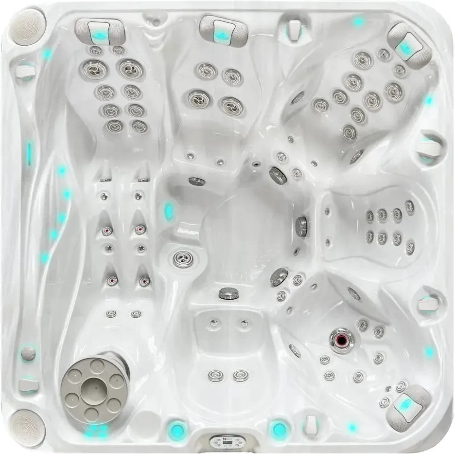 PassionSpa Admire Whirlpool – weiße Ausführung, Signature Collection, blaue LED-Beleuchtung