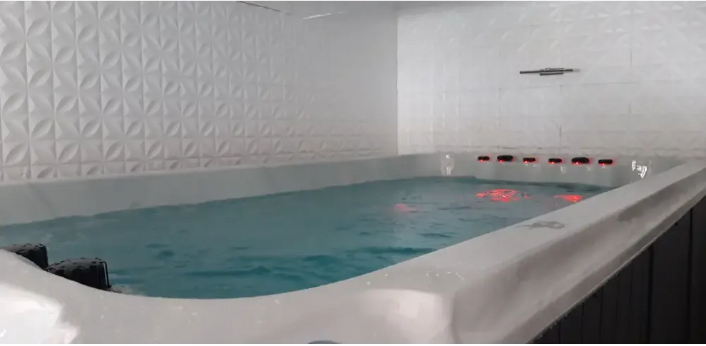 PassionSpa Dynamic Swim-Spa – Sport Collection, weißes Paneel, strukturierte Oberfläche