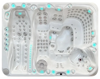 PassionSpa Ecstatic Mighty Wave Whirlpool – weiße Ausführung, silberfarbene Massagedüsen, blaue LED-Beleuchtung