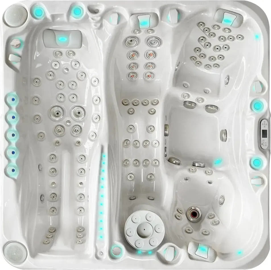 PassionSpa Euphoria Mighty Wave Whirlpool – weiße Ausführung, blaue LED-Beleuchtung, Massagedüsen
