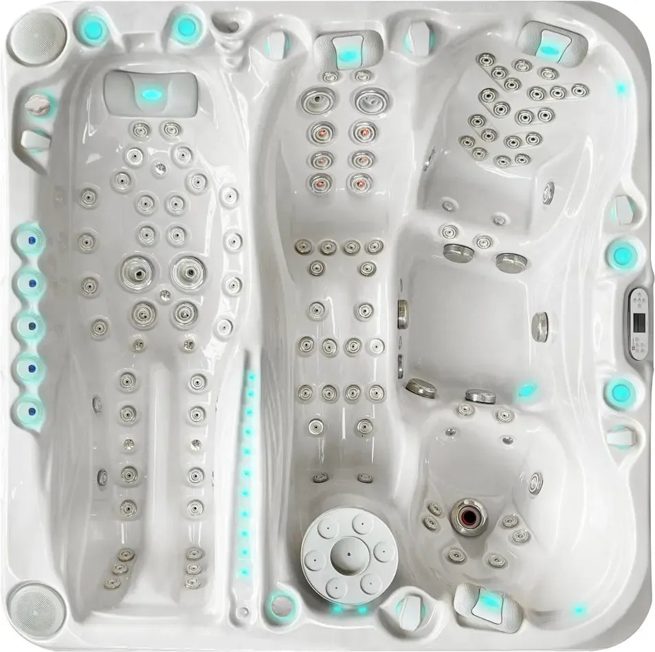 PassionSpa Euphoria Mighty Wave Whirlpool – weiße Ausführung, blaue LED-Beleuchtung, Massagedüsen