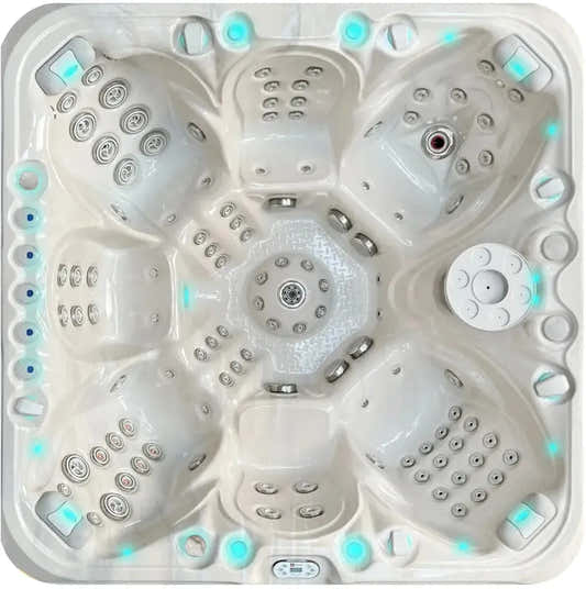 PassionSpa Excite Mighty Wave Whirlpool – weiße Ausführung, blaue LED-Beleuchtung, Massagedüsen