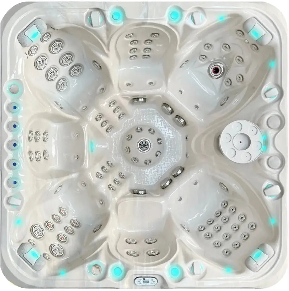 PassionSpa Excite Mighty Wave Whirlpool – weiße Ausführung, blaue LED-Beleuchtung, Massagedüsen