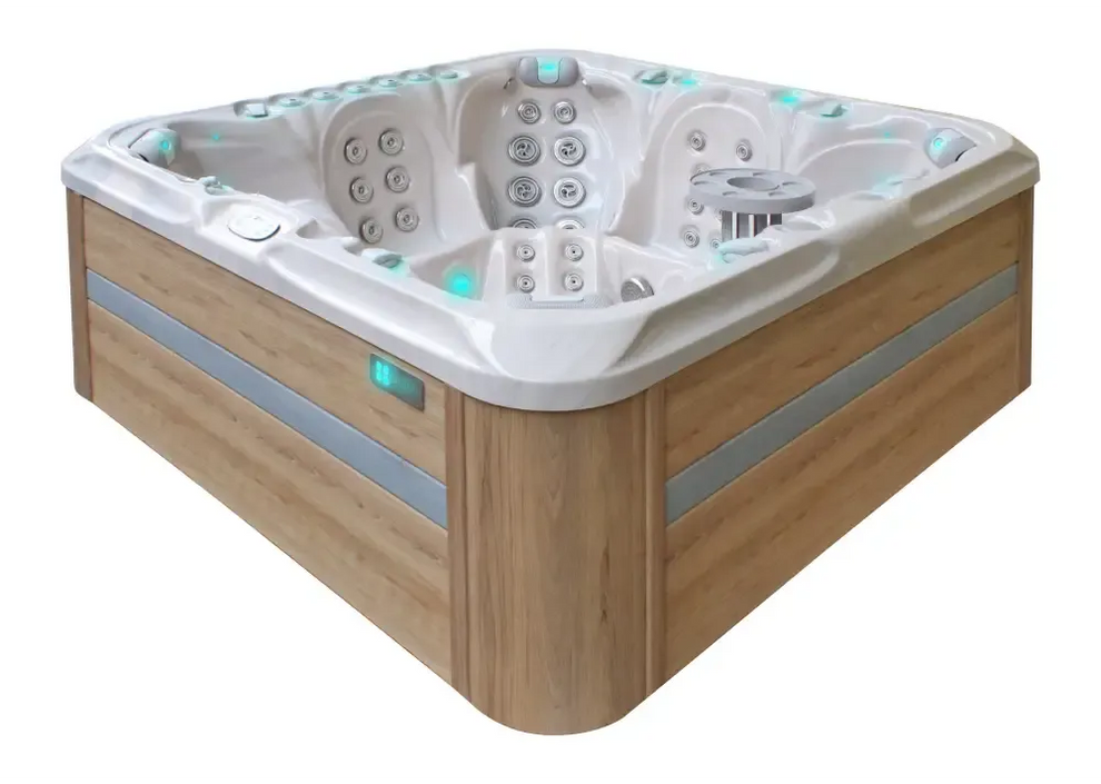 PassionSpa Excite Mighty Wave Whirlpool – modernes Design, weißes Acryl, blaue LED-Beleuchtung