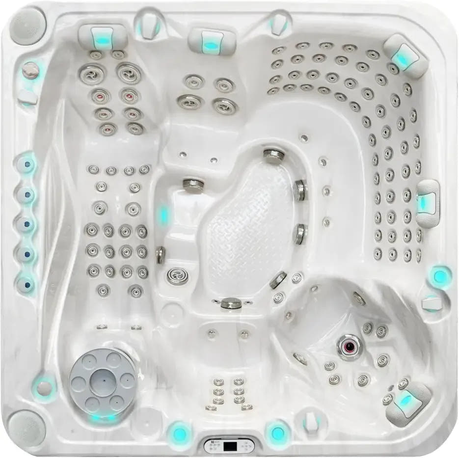 PassionSpa Exhilarate Mighty Wave Whirlpool – weiße Ausführung, blaue LED-Beleuchtung, Massagedüsen