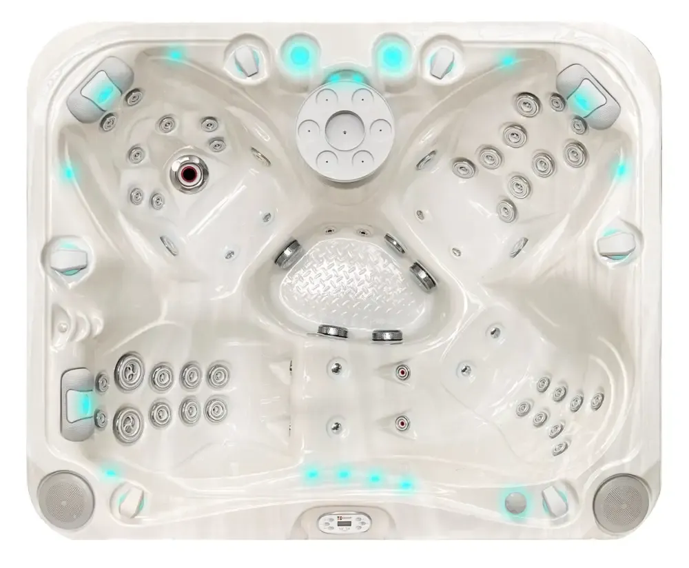 Vit PassionSpa Happy Spabad med blå LED-belysning och jetmunstycken