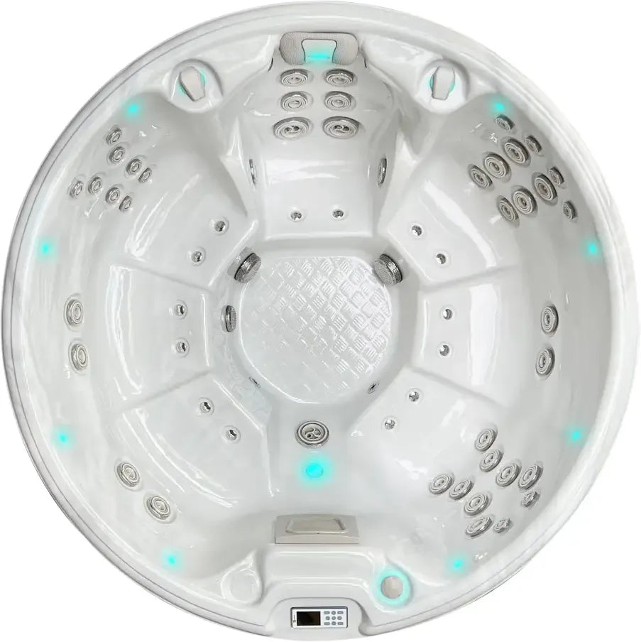 PassionSpa Recharge Whirlpool – weißer Innenraum, blaue LED-Beleuchtung, Massagedüsen