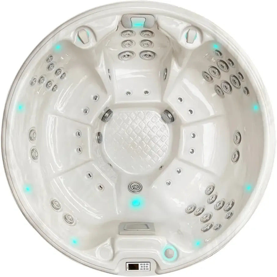 PassionSpa Recharge Whirlpool – Pure Collection, weiße Ausführung, blaue LED-Beleuchtung, Massagedüsen