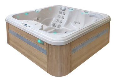 PassionSpa Refresh Whirlpool – Pure Collection, beige Oberfläche, Holzoptik, LED-Beleuchtung