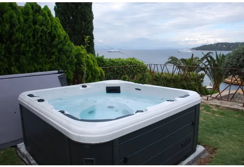 PassionSpa Relax Whirlpool – Pure Collection, weiß und dunkelgrau, modernes Design, im Freien