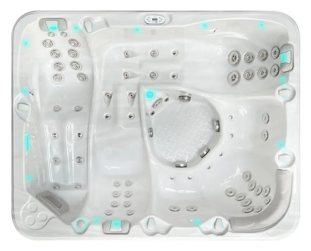 PassionSpa Repose Whirlpool – Pure Collection, weiße Ausführung, blaue LED-Beleuchtung, Massagedüsen