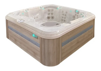 PassionSpa Resettle Whirlpool – modernes Design, beige Oberfläche, Holzpaneel, LED-Beleuchtung