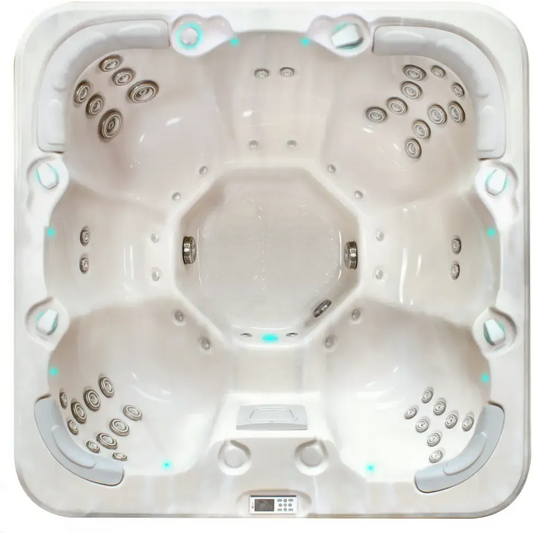 PassionSpa Rewind Whirlpool – Pure Collection, weiße Ausführung, Sitzplätze, Massagedüsen, Bedienfeld