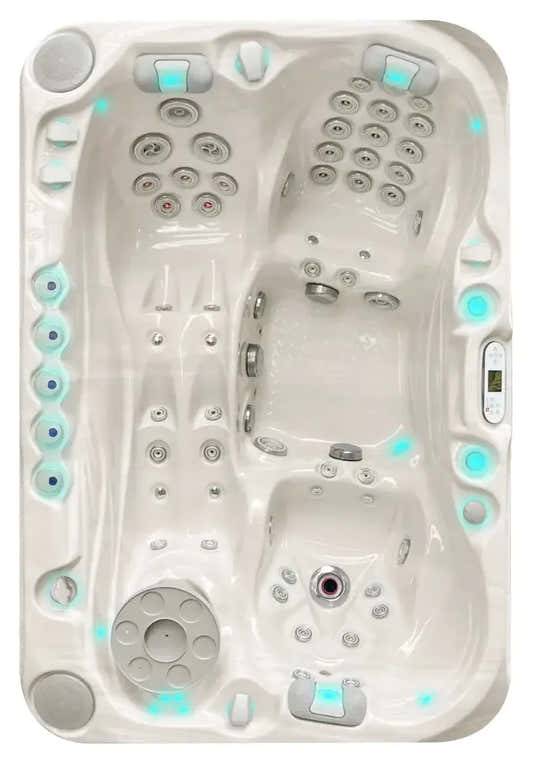 PassionSpa Sensation Whirlpool – weißes Acryl, Massagedüsen, blaue LED-Beleuchtung
