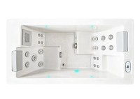 PassionSpa Serene 2 Whirlpool – weiße Ausführung, rechteckige Form, silberfarbene Massagedüsen, blaue LED-Beleuchtung