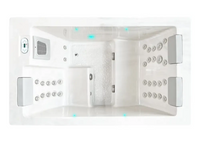 PassionSpa Serene 3 Whirlpool – weiße Ausführung, rechteckige Form, Massagedüsen, Bedienfeld, blaue Beleuchtung
