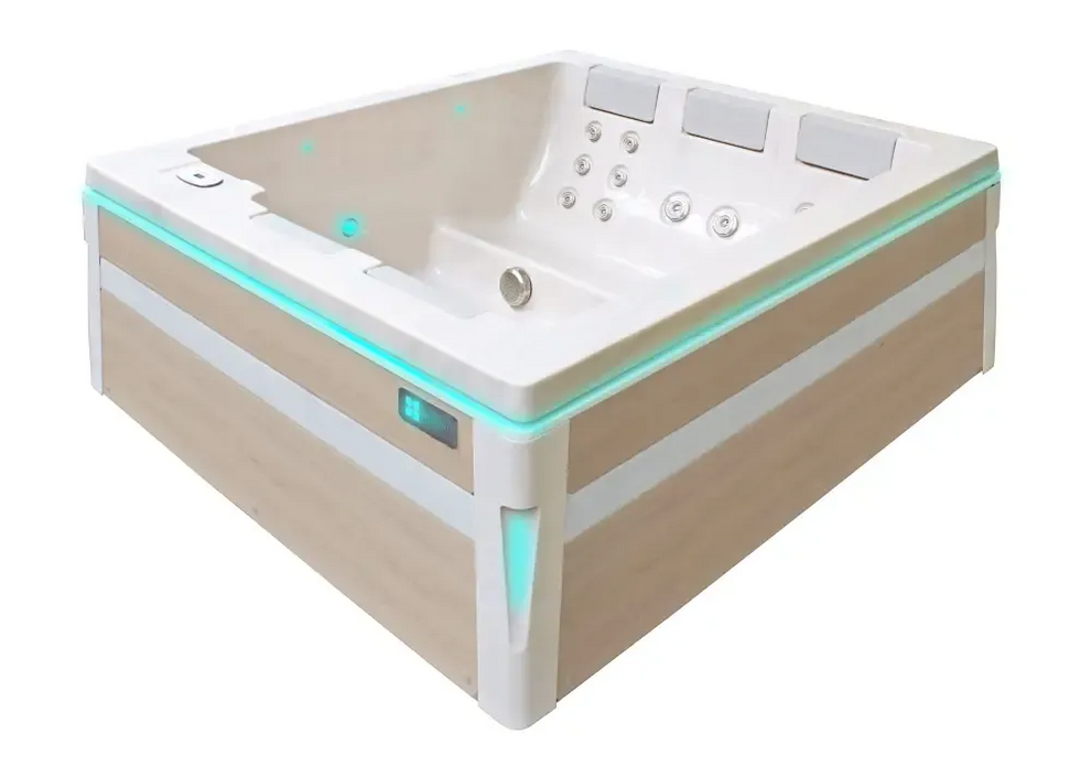 PassionSpa Serene 5 Whirlpool – beige und weiß, modernes Design, LED-Beleuchtung, Paneele