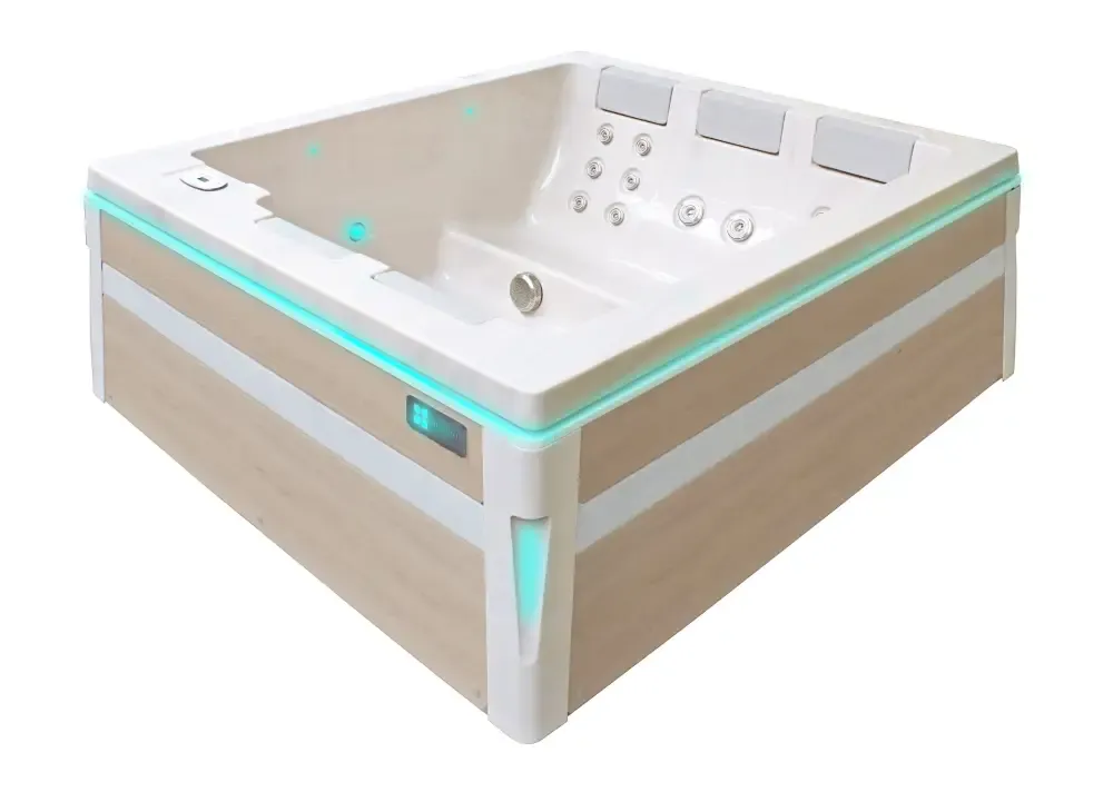 PassionSpa Serene 5 Whirlpool – beige und weiß, modernes Design, LED-Beleuchtung, Paneele