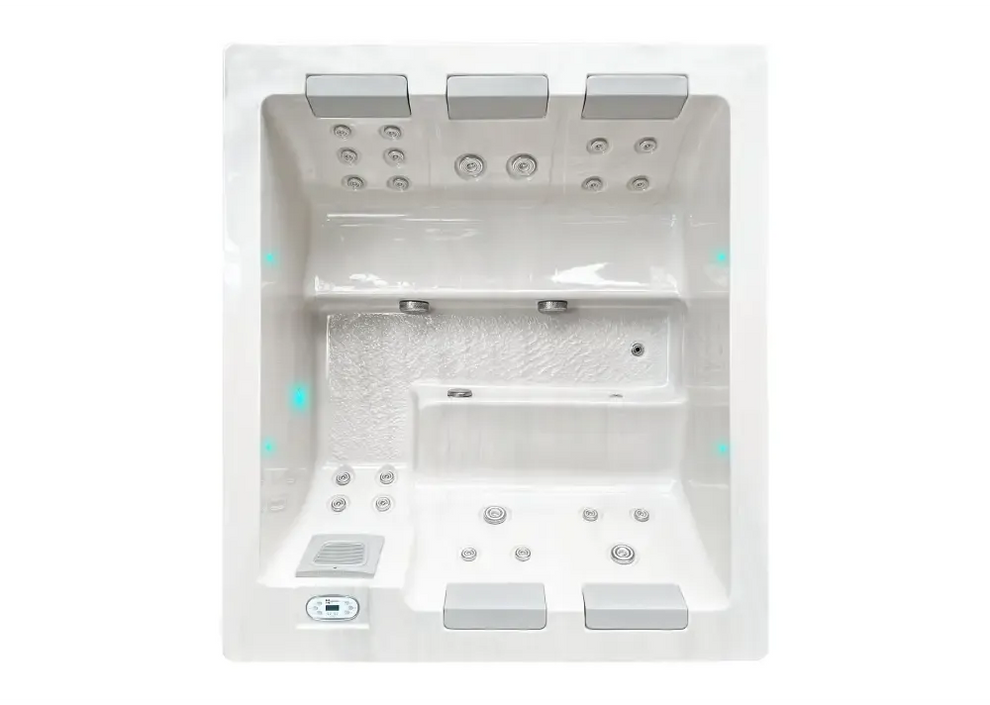 PassionSpa Serene 5 Whirlpool – weiße Ausführung, rechteckige Form, Massagedüsen, LED-Beleuchtung, Bedienfeld